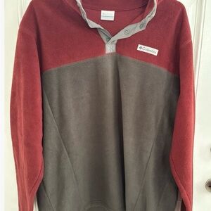 Men’s Columbia Burgundy and Charcoal Fleece Pullover